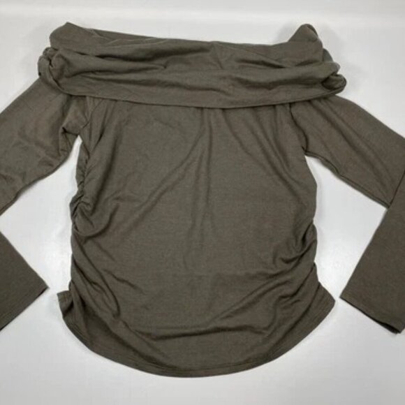 NEW REFORMATION Women Off Shoulder Shirt Olive Size L Florentina Stretch Top - Picture 6 of 9
